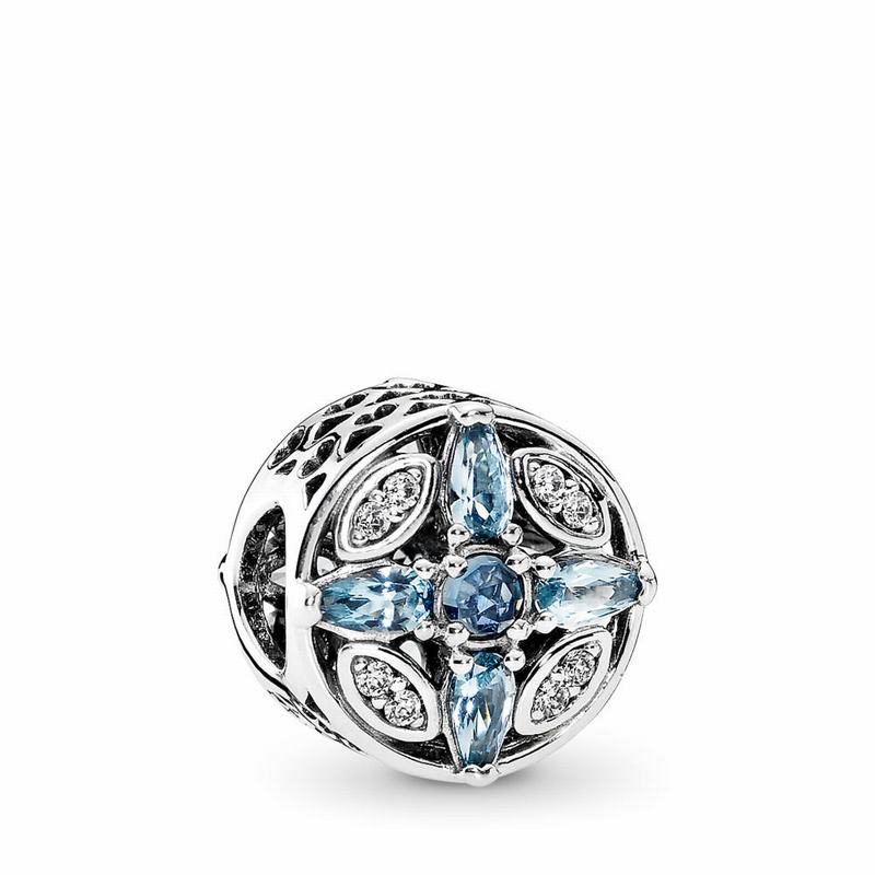 Pandora Patterns Of Frost Charm Ireland - Sterling Silver/Blue/Mixed Stones/Cubic Zirconia - 974165B